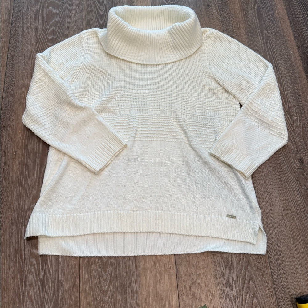 Calvin Klein ivory Cowl Neck Sweater knit soft XL light academia gilmorecore